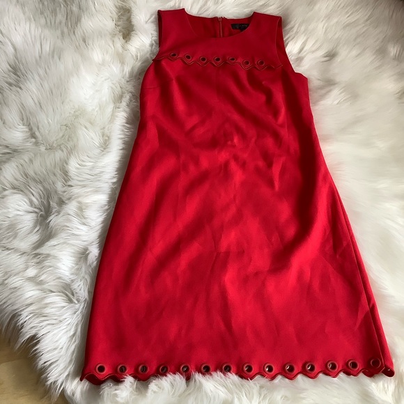 J. Crew Dresses & Skirts - J. Crew Red Scalloped Holiday Lined Dress size 0